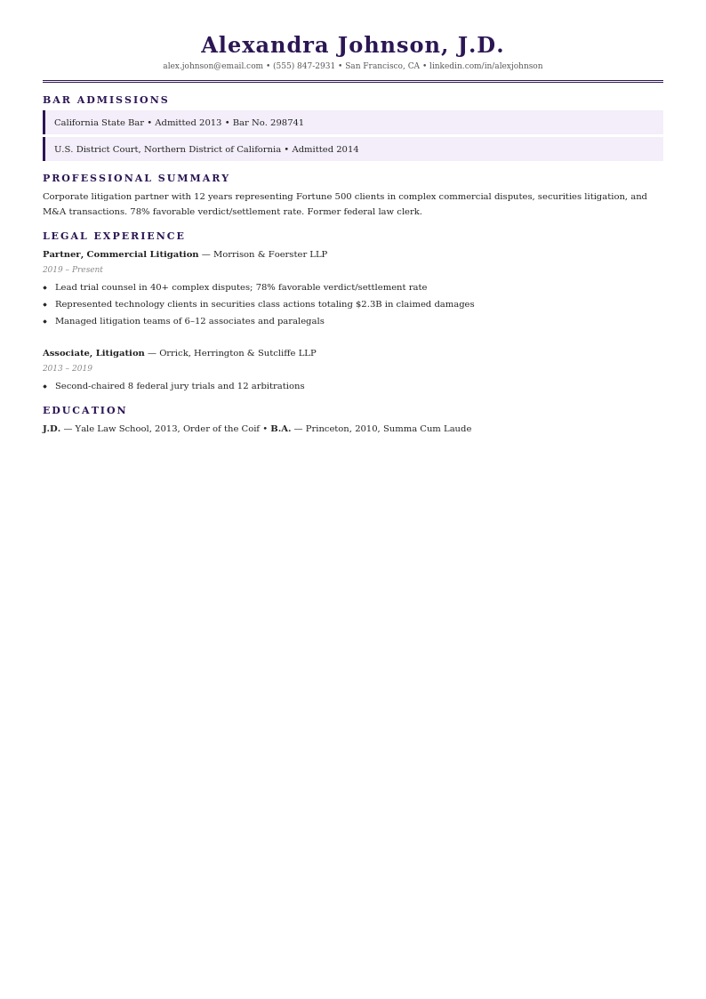 Legal Attorney resume template example